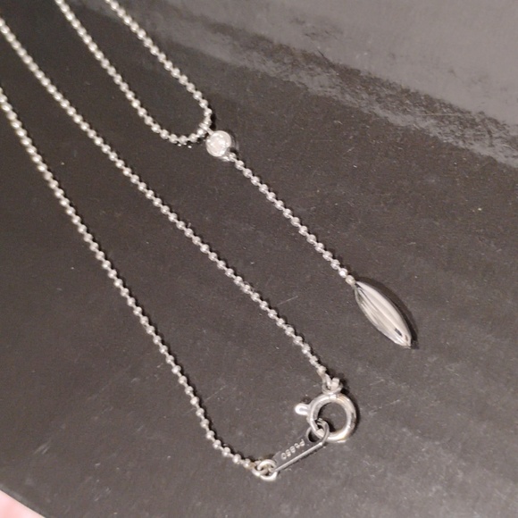 SALE! Genuine Platinum PT850 Necklace Hanging Diamond Platinum Bead 2.1g 40cm - Picture 11 of 14